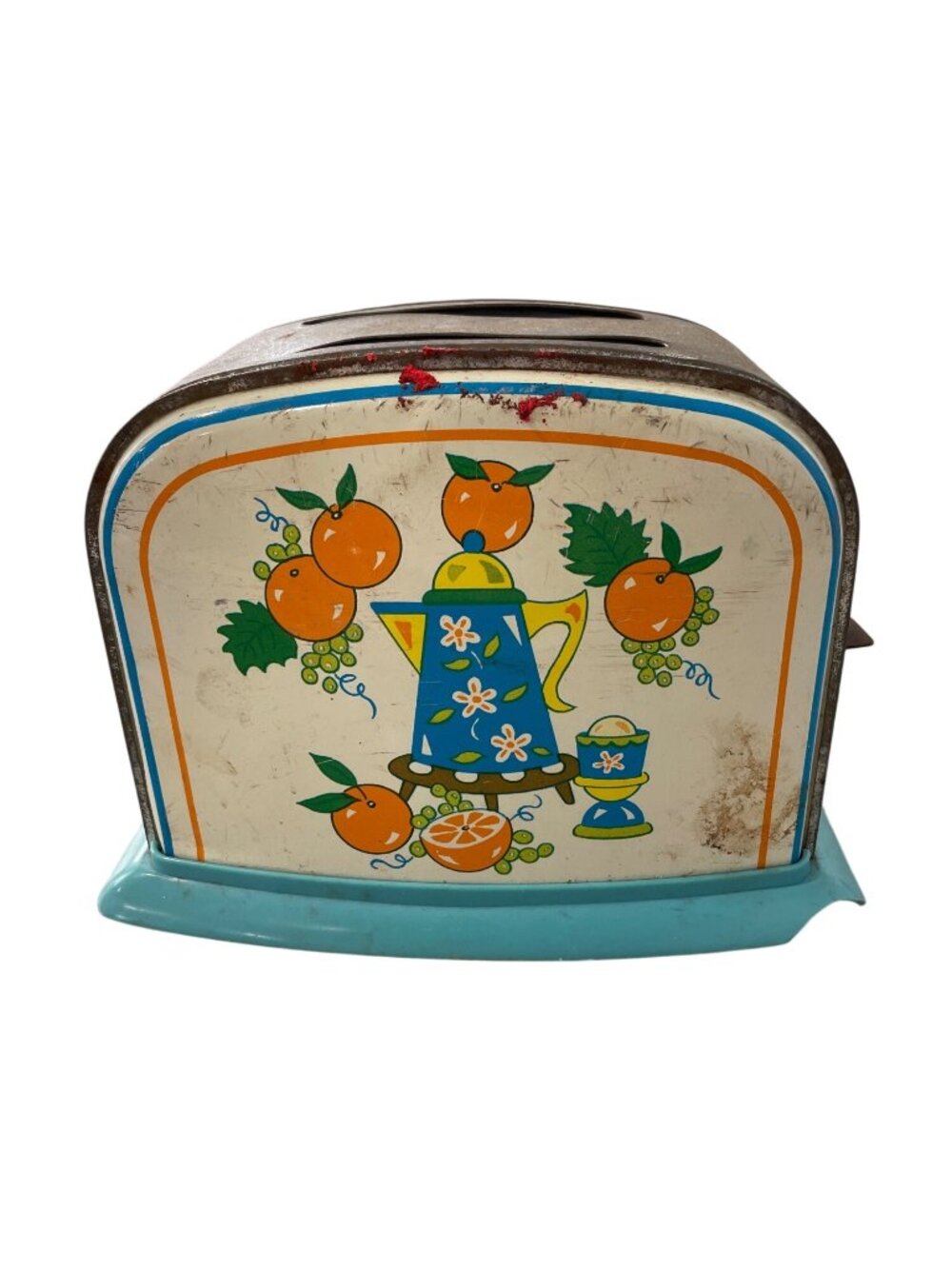 Vintage Sunnie Miss Metal Tin Toaster Toy Orange Fruit Juice Teapot Kitchen